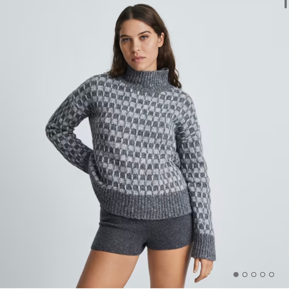 EVERLANE cloud checkered turtleneck size small